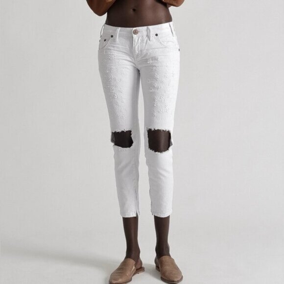 Revolve One Teaspoon White Freebirds Skinny Jeans Denim Ankle Zip lowrise Sz 26 - Picture 8 of 16